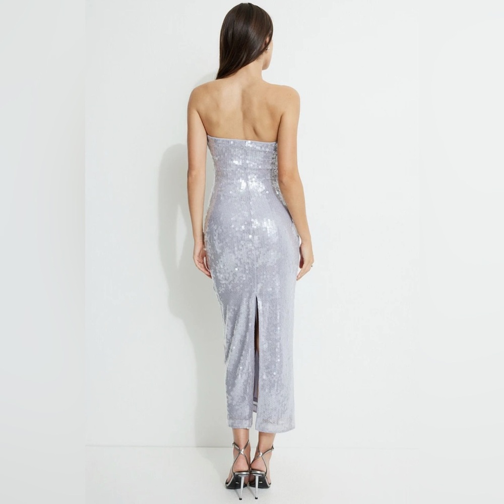 Dynamite Silver Sequin Strapless Bodycon Tube Dress Size XS - Picture 2 of 11